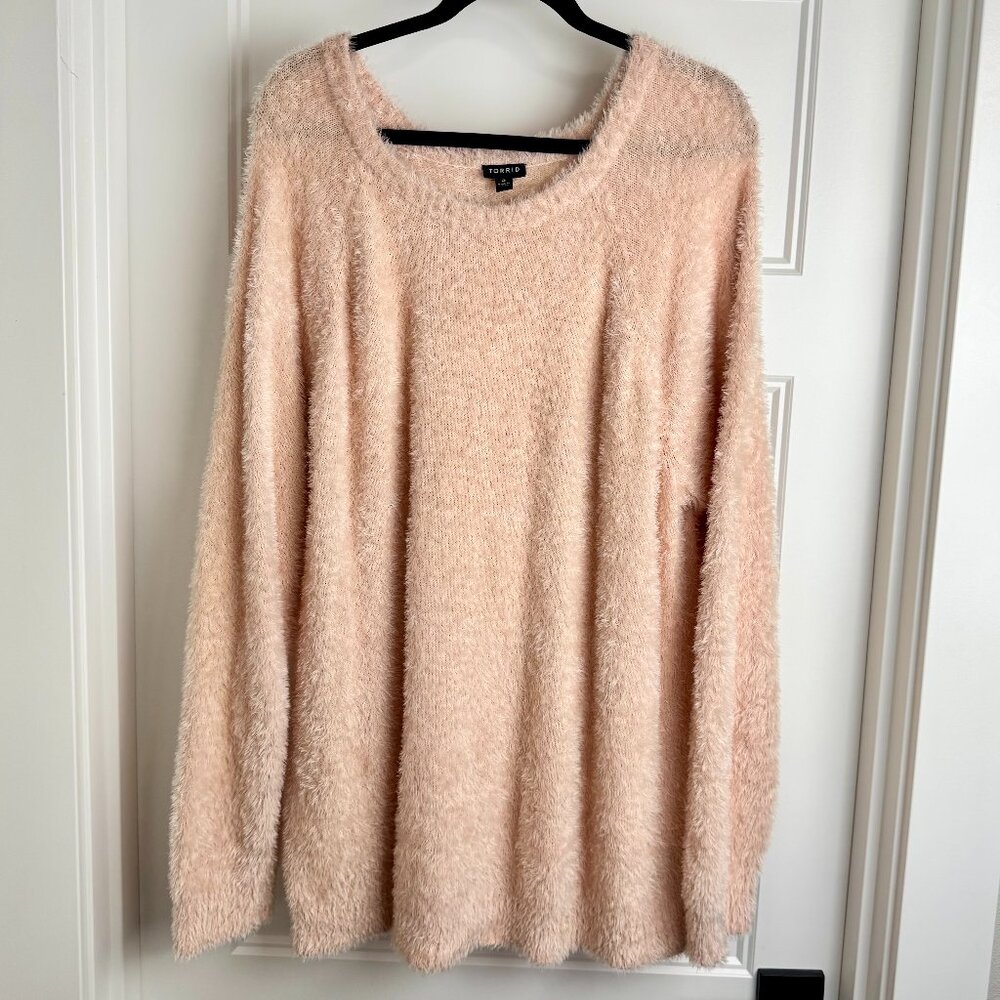 Torrid Soft Blush Pink Fluffy‎ Knit Sweater Women's Plus Size 3